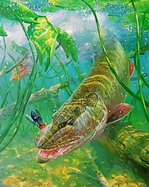 Muskie Fish Art paint by numbers