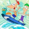 phineas And Ferb Surfing paint by numbers