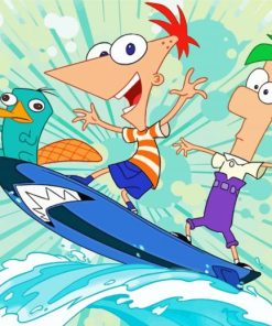 phineas And Ferb Surfing paint by numbers