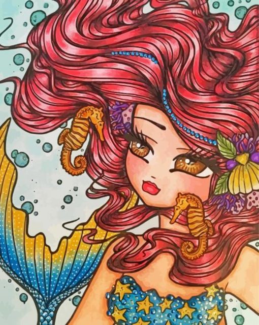 Adorable Mermaid By Hannah Lynn paint by numbers