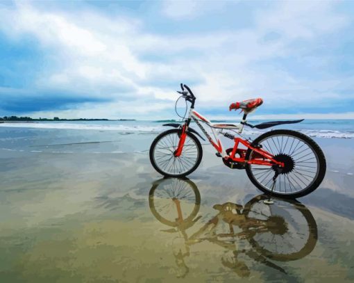 Bicycle On Beach paint by numbers