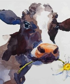 Aesthetic Cow With Daisies Art paint by numbers