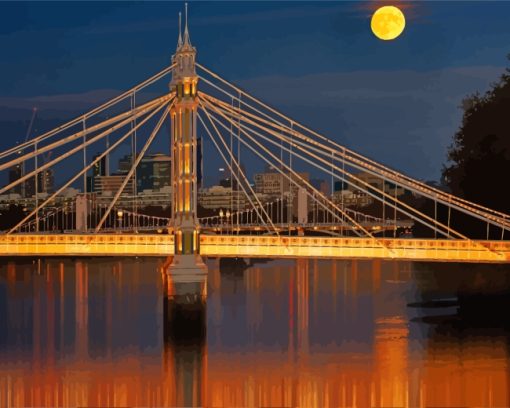 Albert Bridge And Moon paint by numbers