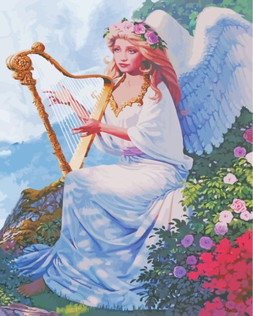 Angel Playing Harps paint by numbers