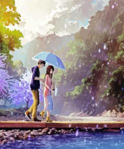 Anime Couple Rain Paint by numbers