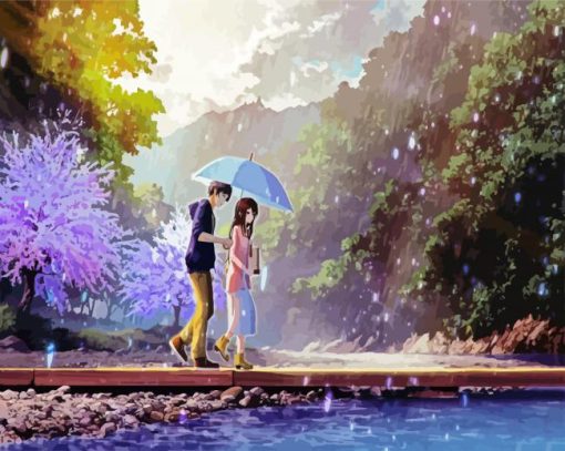 Anime Couple Rain Paint by numbers