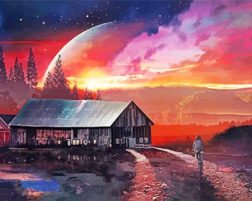 Barn Fantasy Scene paint by number