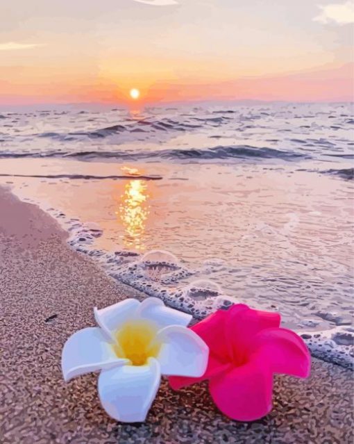 Beach Flowers At Sunset paint by number