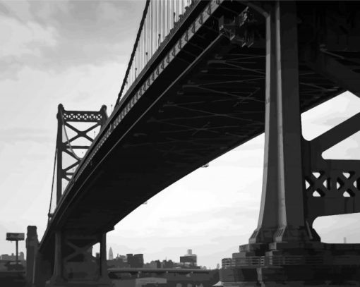 Benjamin Franklin Bridge Black And White paint by numbers