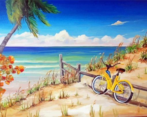 Bicycle On Beach Art paint by number