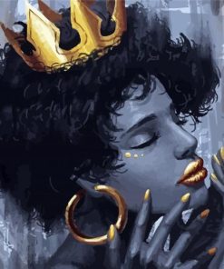 Black Queen With Crown paint by numbers