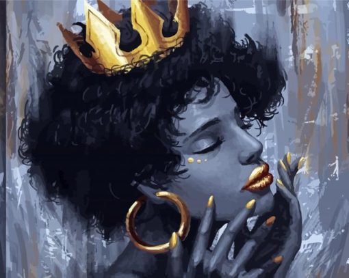 Black Queen With Crown paint by numbers