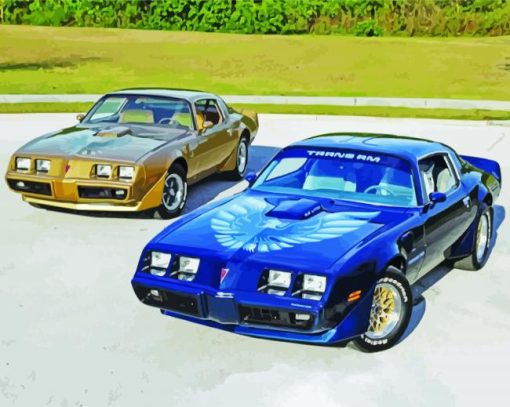 Blue And Gold 1979 Pontiac Firebird Cars paint by numbers