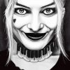 Close Up Black And White Harley Quinn paint by numbers