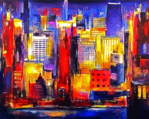 Colorful Abstract Buildings paint by numbers