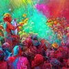 Colorful Holi Festival Scene paint by number