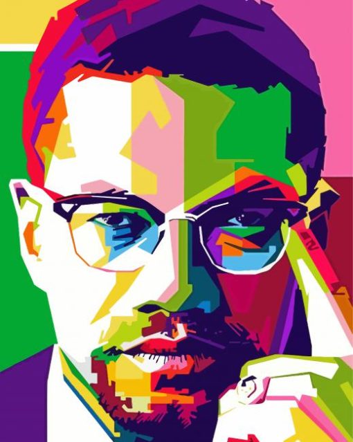 Colorful Malcolm X paint by number