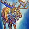 Colorful Moose And Moon paint by number