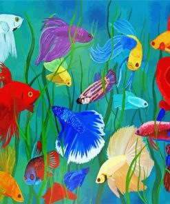 Colorful Siamese Fish paint by number