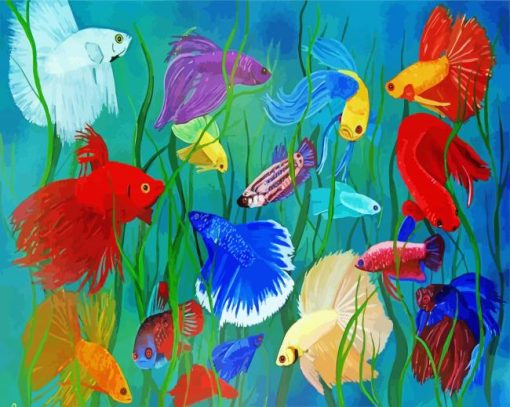 Colorful Siamese Fish paint by number