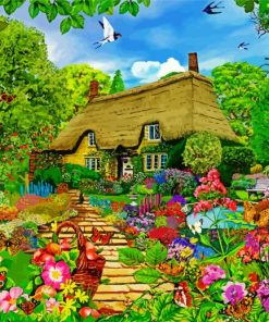 Cottage Garden Cartoon paint by numbers