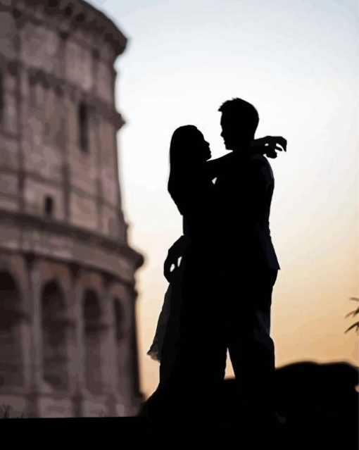 Couples In Rome Silhouette paint by numbers