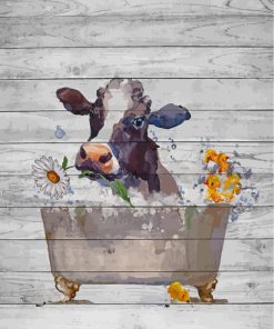 Cow Animal With Daisies paint by numbers