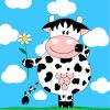 Cow With Daisies Cartoon paint by numbers