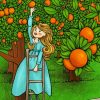 Cute Girl In Orange Grove paint by number