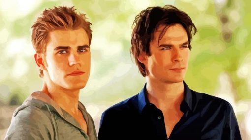 Demon And Stefan Salvatore paint y number