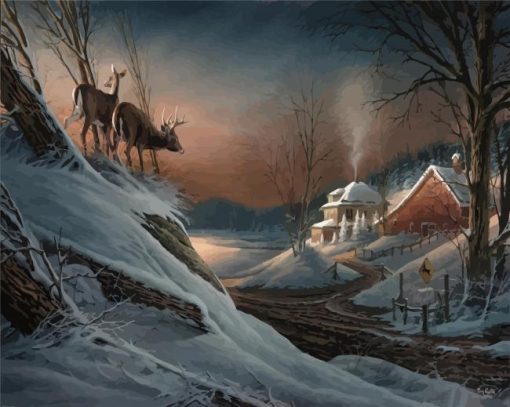 Deer Crossing By Terry Redlin paint by numbers