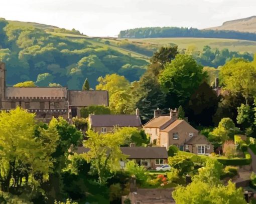 Derbyshire Village paint by numbers