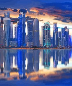 Doha Buildings Reflection paint by numbers