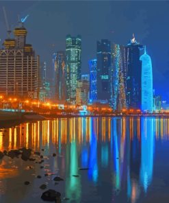 Doha City At Night paint by numbers