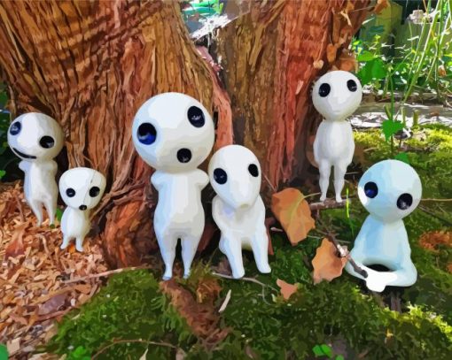 Figurines Kodama paint by numbers