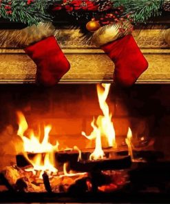 Fire Place Christmas paint by numbers