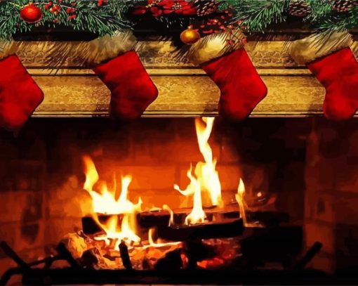 Fire Place Christmas paint by numbers