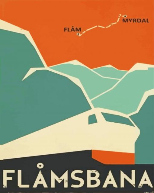 Flam Railway Norway Poster paint by numbers