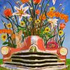 Flowers And Car Art paint by numbers