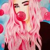 Girl With Bubble Gum Art paint by numbers