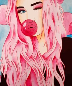 Girl With Bubble Gum Art paint by numbers