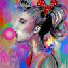 Girl With Bubble Gum Side Profile paint by numbers