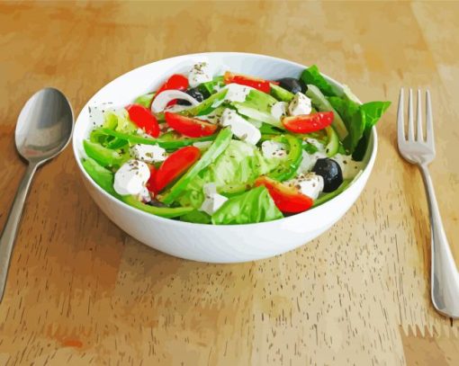 Greek Salad In Bowl paint by number