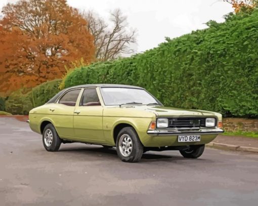 Green Ford Cortina paint by number