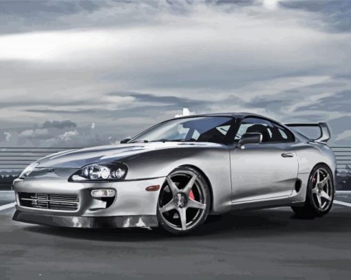 Grey Supra MK4 paint by numbers