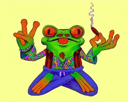 Hippie Frog Smoking paint by numbers