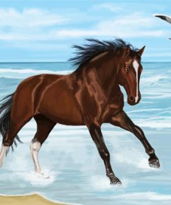 Horse On The Beach Art paint by numbers