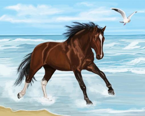 Horse On The Beach Art paint by numbers