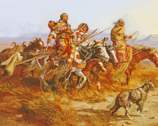 Indian Women Moving By Charlie Russell paint by number