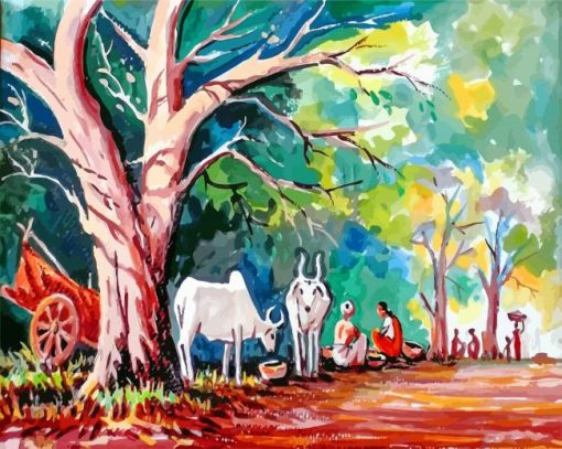 Indian Village Art paint by numbers